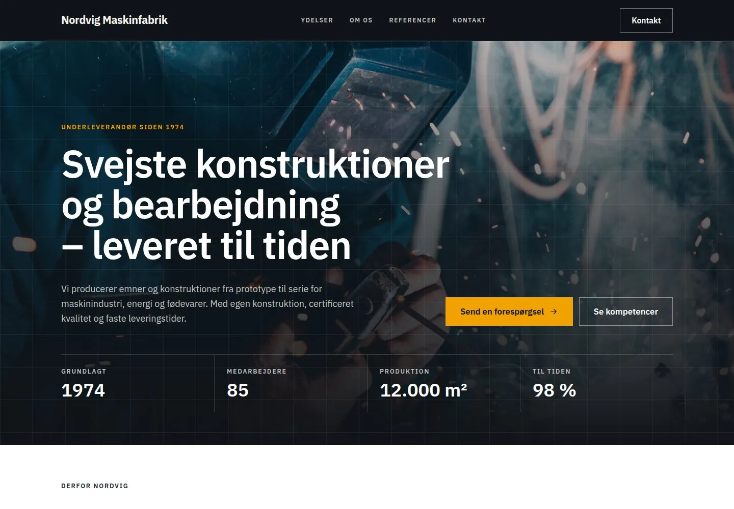 Eksempel på en hjemmeside i designretningen Industri