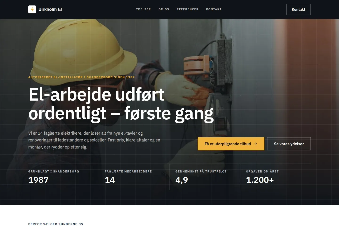 Designretningen Industri: Store billeder af produktionen, nøgletal i front og en præcis, teknisk tone.