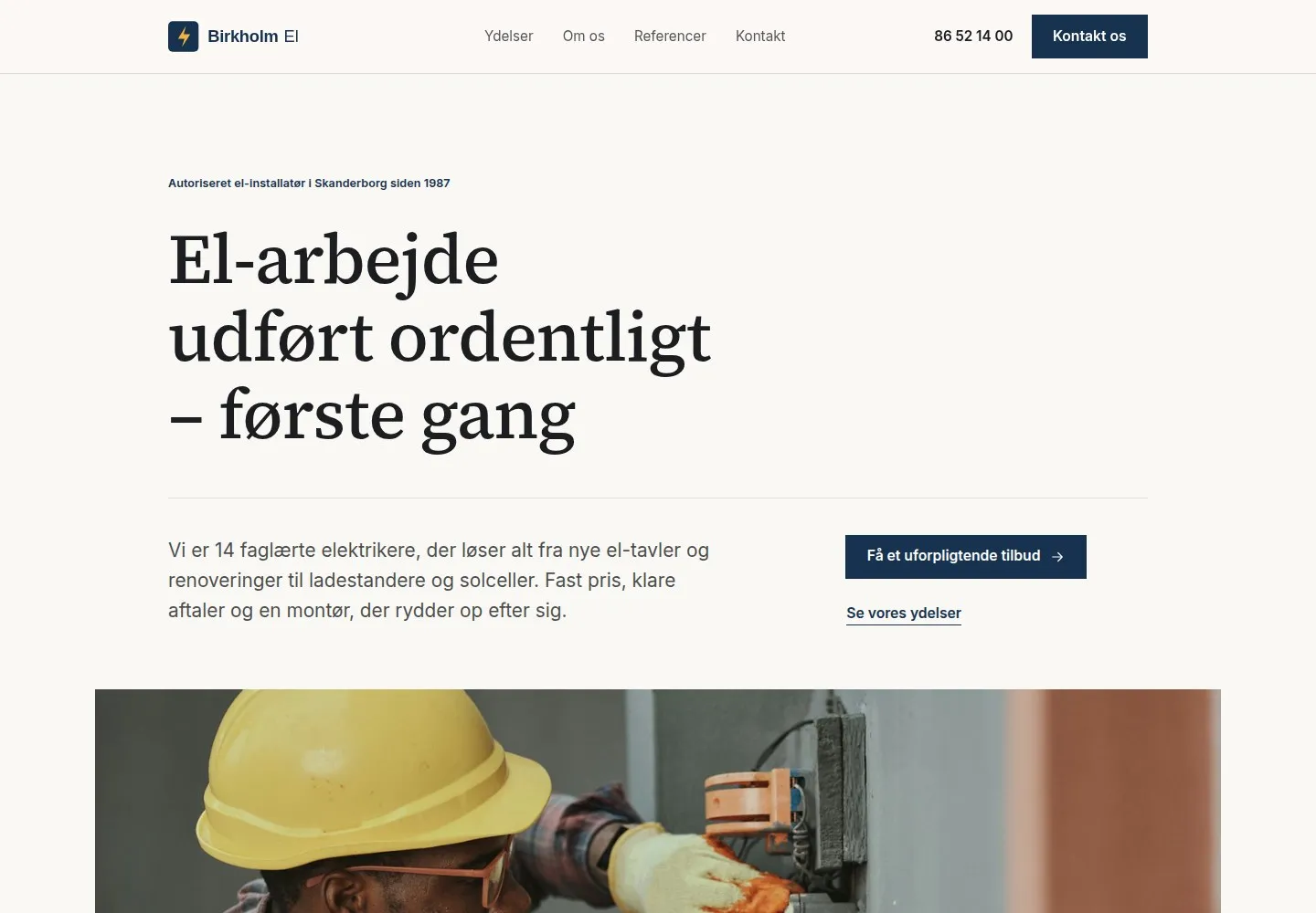 Designretningen Rådgivning: Rolig og redaktionel. Serif-overskrifter, luft og en klar forklaring af, hvad I hjælper med.